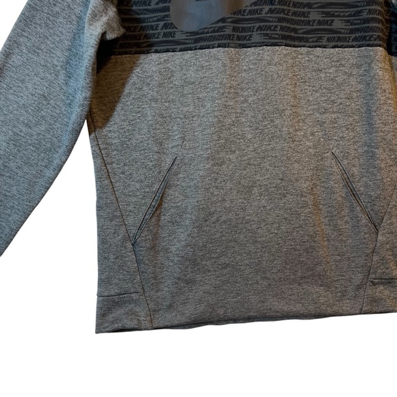 Nike Men’s Hoodie Sweatshirt Gray and Black Center Swoosh Size Medium Polyester - Picture 5 of 10